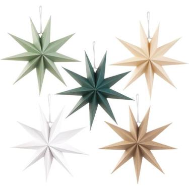Imagem de Faroles de Papel Estrella SUNBEAUTY Verde Salvia 30 cm Navidad x5