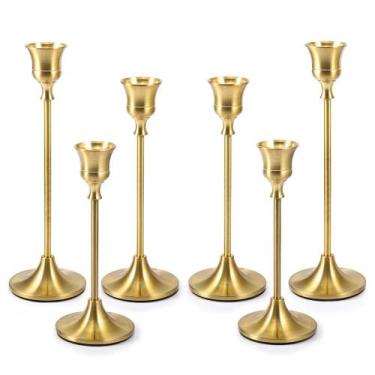 Imagem de Castiçais Bochino, conjunto de 6 castiçais clássicos de metal dourado