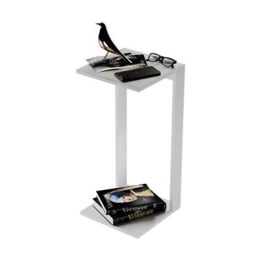 Imagem de Mesa De Cabeceira Pequena 30x30x65cm Branca Quarto Sala - Mercado das 