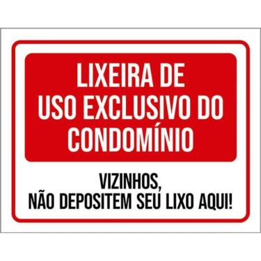 Imagem de Kit 3 Placas Lixeira Condomínio Vizinhos Não Depositem Lixo