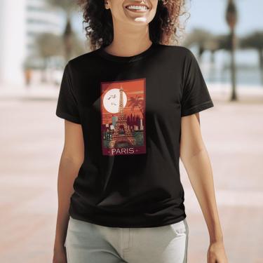 Imagem de Camiseta Feminina T-shirt Algodão Manca Curta Estampa Paris-Feminino