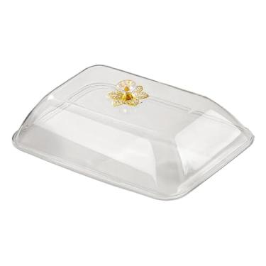 Imagem de IEUDNS Tampa retangular para alimentos com alça, ideal para suporte de, doces, tábuas de frios, donuts, queijos e sobremesas, M Clear