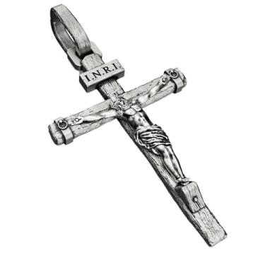 Imagem de ZENLUNANO Colar com cruz crucifixo – Pingente requintado de Jesus, cruz ripada, resistente ao desbotamento, amigável à pele, joia cristã para homens e mulheres, 24 Inch=61CM, Latão, Sem Pedra Preciosa