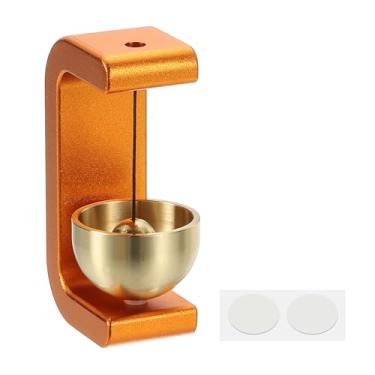 Imagem de PATIKIL 1 conjunto de sino de lojista, campainha de metal para pendurar campainha de porta autoadesiva para abrir porta negócios ao entrar no carro da geladeira, em forma de C, laranja