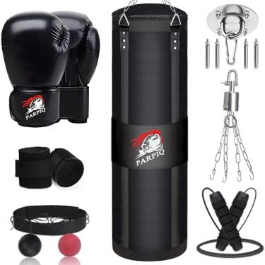 Imagem de Saco de pancada de pendurar para adultos, conjunto de saco de boxe pesado de lona de 1,2 m, saco de pancada com luvas de boxe de 340 g para MMA Kickboxing Muay Thai Training Home (não preenchido)