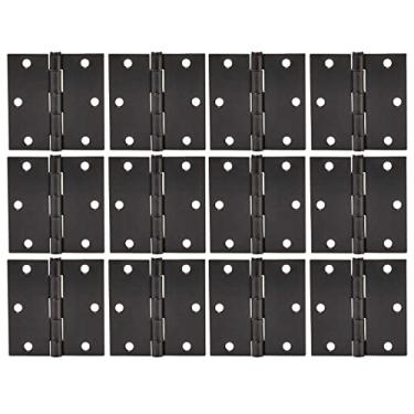 Imagem de Zion Dobradiças de porta pretas foscas, 7,6 x 7,6 cm, dobradiças internas pretas, dobradiças resistentes, quadradas para portas vazadas, ferragens pretas - pacote com 12