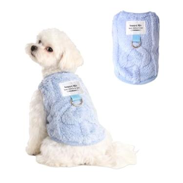 Imagem de Colete de lã para cães pequenos, roupas para filhotes, casacos para clima frio, jaqueta de inverno para animais de estimação (azul, PP)