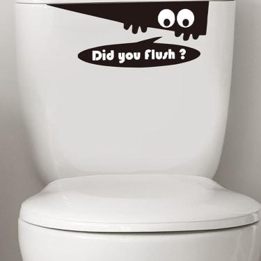 Imagem de Desenho de adesivos de parede de banheiro Did You Flush? PVC 15x30cm