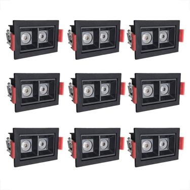Imagem de Kit 9 Spot Duplo Mini Embutir Led Downlight Mini 3000K Bet56