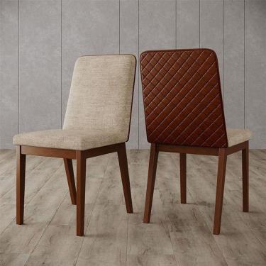 Imagem de Cadeira Para Mesa De Jantar Pietra Ambiente Kit 02 Peças Corano Caramelo Creme - Henn