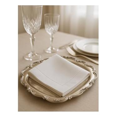 Imagem de Kit com 20 Guardanapos de Linho com Ponto Ajour, Artesanais do Ceará, Tecido Natural, Design Elegante, para Mesa e Eventos Especiais