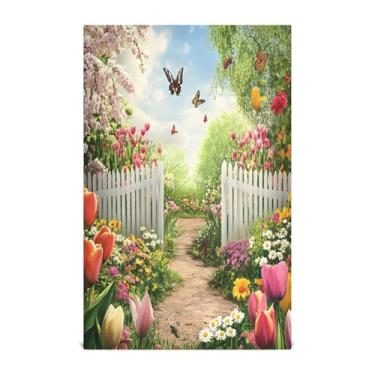 Imagem de xigua Conjunto de 1 panos de prato de cozinha de flores coloridas para jardim, toalhas de cozinha de secagem rápida altamente absorventes para limpeza de pratos e limpeza manual, 71 x 45 cm