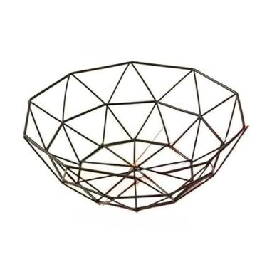 Imagem de NOVO Fruteira Cesta Aramada Modelo Com Acabamento Rose Gold De Mesa Utensilio De Cozinha(2pcs)