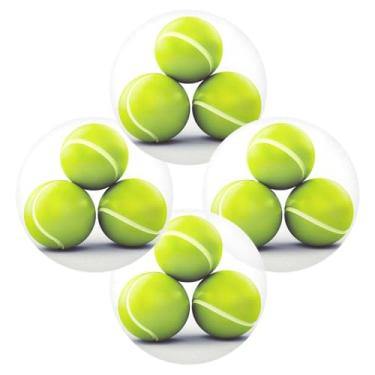 Imagem de Wassud Jogo americano conjunto de 4 bolas de tênis tapetes redondos para cozinha e jantar tapetes laváveis resistentes ao calor decoração de mesa 39 cm