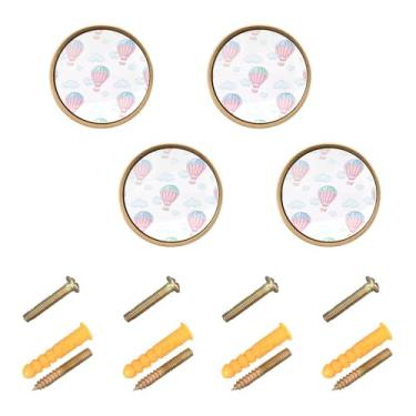 Imagem de Burbuja Balões de ar quente maçanetas de armário de cozinha, pacote com 4, puxadores redondos de 3,5 cm, puxadores de cômoda com parafusos para armários de cozinha, quarto, armário