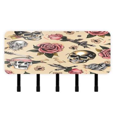 Imagem de Burbuja Porta-chaves vintage com 5 ganchos de chave, porta-chaves autoadesivo montado na parede, organizador de armazenamento de correio para entrada, decoração de casa