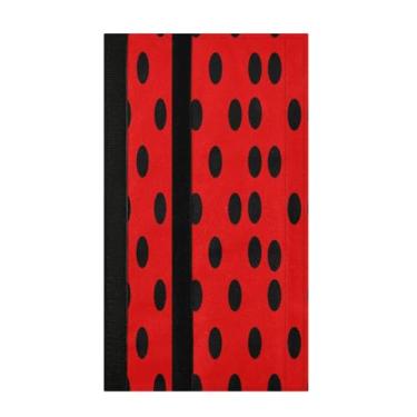 Imagem de STAYTOP 2 peças capas de maçaneta de geladeira com fundo vermelho de bolinhas pretas, capas de maçaneta para geladeira e forno de micro-ondas, mantenha seu aparelho de cozinha limpo de gotejamentos