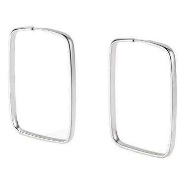 Imagem de Brinco Argola Quadrada Fio Redondo 3cm Prata 925 Legítima - Loja das P