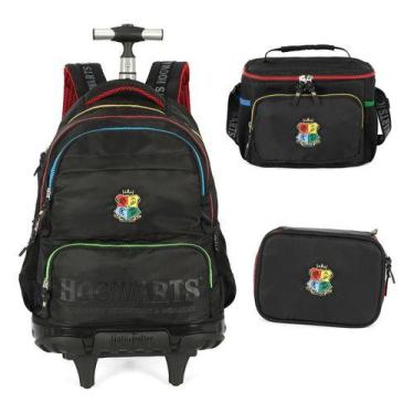 Imagem de Kit Mochila Rodinhas Lancheira Estojo Harry Potter Hogwarts - Luxcel, 
