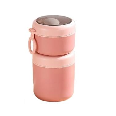 Imagem de Kit Trio Marmita Inox 304 Com Isolamento Bloqueio De Temperatura 290ML A 600ML(rosa 290ml + 530ml)