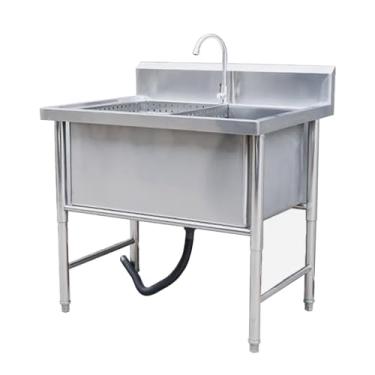 Imagem de Pia de aço inoxidável independente, pia de tigela única grande, pias utilitárias de aço inoxidável, pia de cozinha de bacia única, banheira de lavanderia de nível comercial, para restaurante