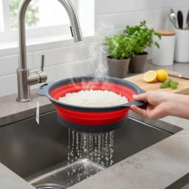 Imagem de Escorredor de Alimentos Dobrável Retrátil Multiuso 24cm Praticidade Cozinha Macarrão Frutas