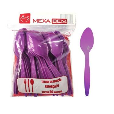 Imagem de Pacote Colher Descartável Master Roxo 50 unidades Dureza 3 - magalu