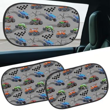 Imagem de GENANY 2 peças de para-sol de para-brisa de caminhão para caminhão SUV (71 x 78 cm), pára-brisa, persianas para janelas, blocos protetores UV