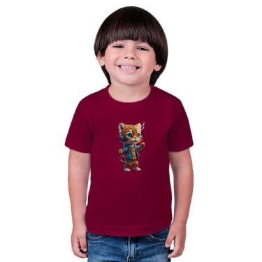Imagem de Camiseta Masculina Infantil Cat Studio, Vinho, 4