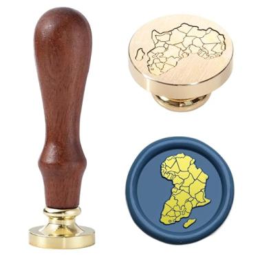 Imagem de Carimbo de cera Africa Map – Carimbo de cera de vedação de padrão geográfico da África, carimbo selado de latão de 2,5 cm para cartas de envelope, presente e selos de garrafa de vidro