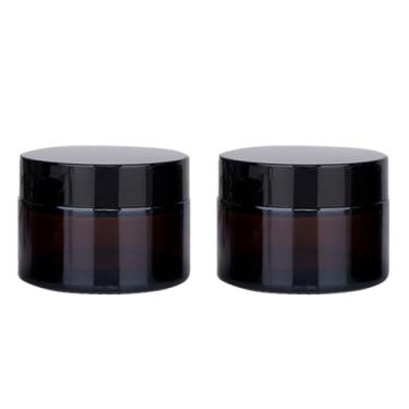 Imagem de 2PCS 100ML/100G Brown Glass Refillable Make Up Jars with Liners and Screw Black Cap Empty Face Cream Lip Balm Storage Container Pot Bottle Jar for Beauty Essential Oils Cosmetic Cream Lotion (100ml)