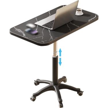 Imagem de Mesa de pé pneumática para sentar mesa móvel com 5 rodas, mesa de laptop compacta ajustável em altura, mesa de sofá portátil espaçosa, fácil de instalar (Cor: B, Tamanho: 60 * 40 * 59-80 cm)