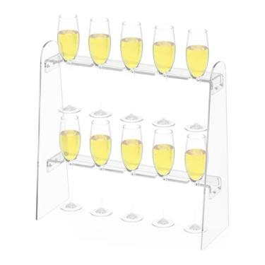 Imagem de Suporte de champanhe para festa, rack de vinho de acrílico com 10 compartimentos | Suporte de champanhe de 2 camadas para festa | para coquetéis e bebidas de Natal