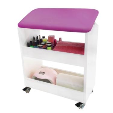 Imagem de Apoio Carrinho Auxiliar de Pé Perna Para Manicure Pedicure 45 * 50 * 22cm(Pink)