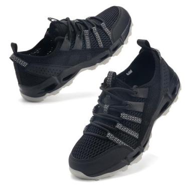 Imagem de Sapatos aquáticos de caminhada com zíper para mulheres Quick Dry Black