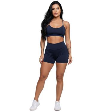 Imagem de Conjunto Top Alça Fina Sem Bojo e Short Suplex Vekyo Treino Academia Moda Fitness Musculação-Feminino