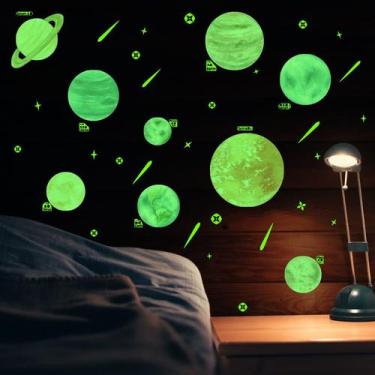 Imagem de Adesivos de parede Glow-in-the-Dark Solar System PVC 60x60cm - yiweisa