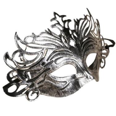 Imagem de Máscara Masquerade Vintage Crown Silver e PVC preto - yiweisai
