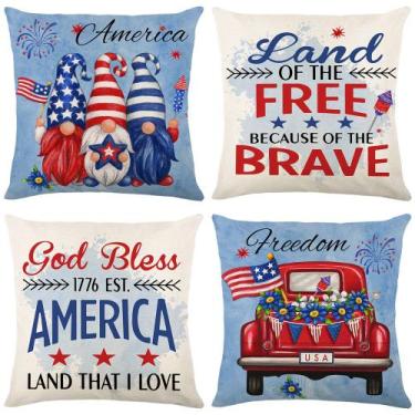 Imagem de Conjunto de fronhas USA Patriotic Gnome x4 poliéster 45x45cm - yiweisa