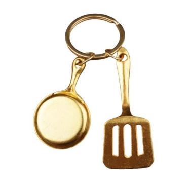 Imagem de Chaveiro, panela de cozinha e espátula Retro Gold Alloy Kitchen U - yi