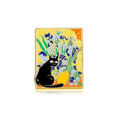 Imagem de Brooch Pins, blusa artística de liga leve Cat Van Gogh para unissex - 