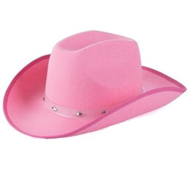 Imagem de Chapéu de cowboy rosa com decoração cravejada de feltro em estilo ocid