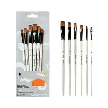 Imagem de Conjunto De Pincéis De Nylon Bicolor Branco Pérola Para Iniciantes, 6 