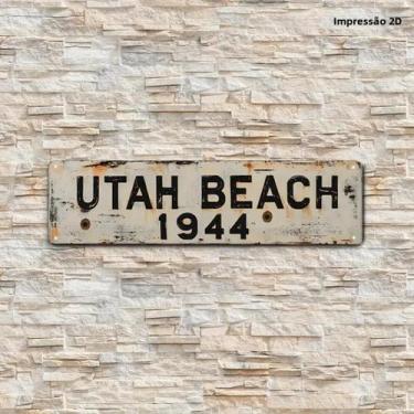 Imagem de Placa De Alumínio Vintage Utah Beach 1944 15.7x3.9 Arte Estilo Lata Mi