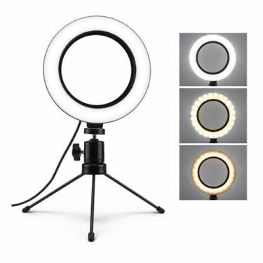 Imagem de Ring Light de Mesa Blogueira Portátil Luminária De Led 6 Polegadas + T