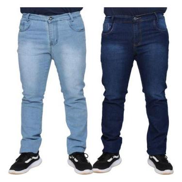 Imagem de Kit 2 Calças Jeans Stretch Lycra Masculina Slim Algodão e Elastano Lin