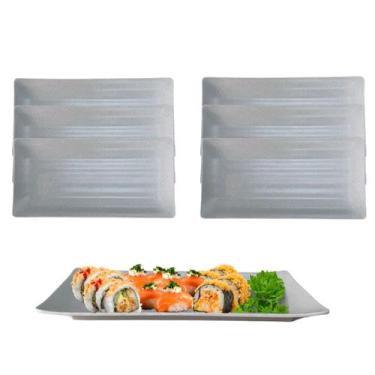 Imagem de 6 Travessas Retangular Petisqueira em Melamina pra Servir 30cm - Lyor
