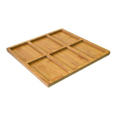 Imagem de Petisqueira De Madeira Quadrada Com 6 Divisórias 30x30cm - Megagift