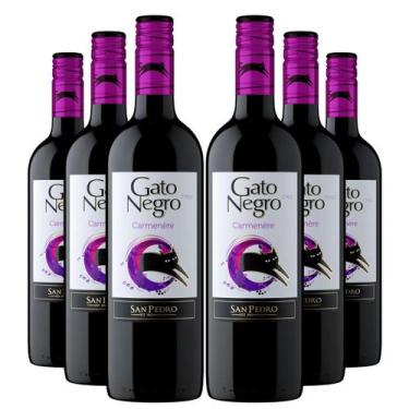 Imagem de KIT 6 Vinho Tinto Chileno Gato Negro Carmenere, 6x750ml