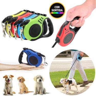 Imagem de Coleira Guia Retrátil Reforçada P/ Pet Cachorros Gatos 3 Mts - Mimo Pe